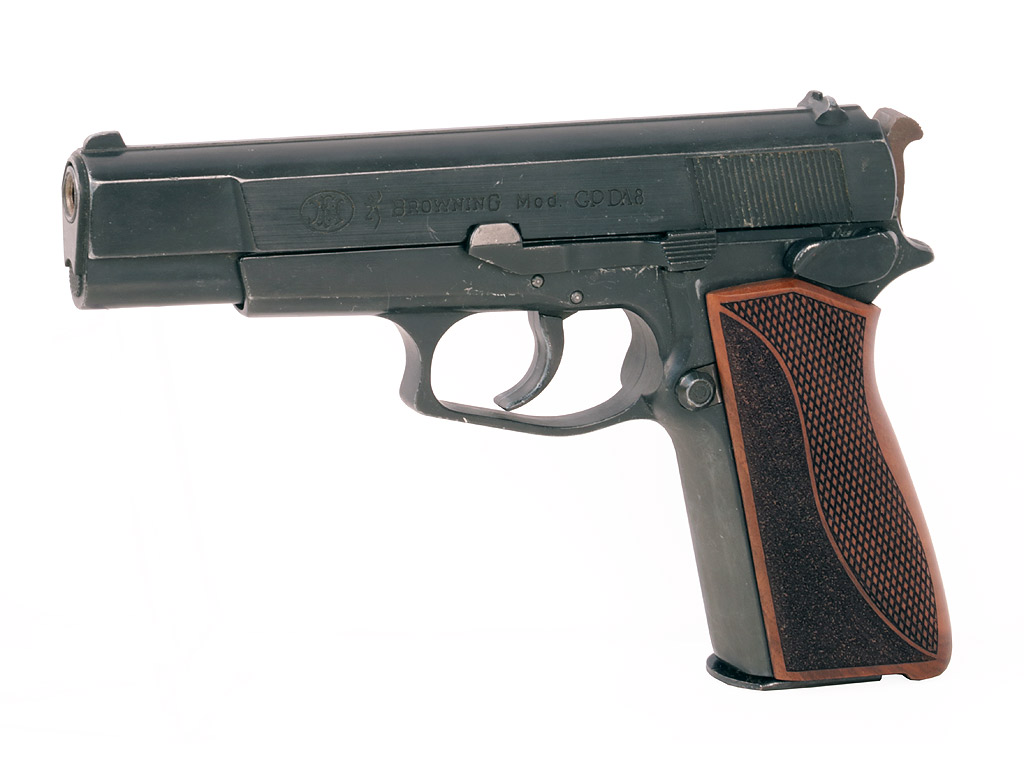 Holzgriffschale für Schreckschuss Pistole Browning GPDA 8 und 9 (altes Modell) einteilig Fischhaut punziert