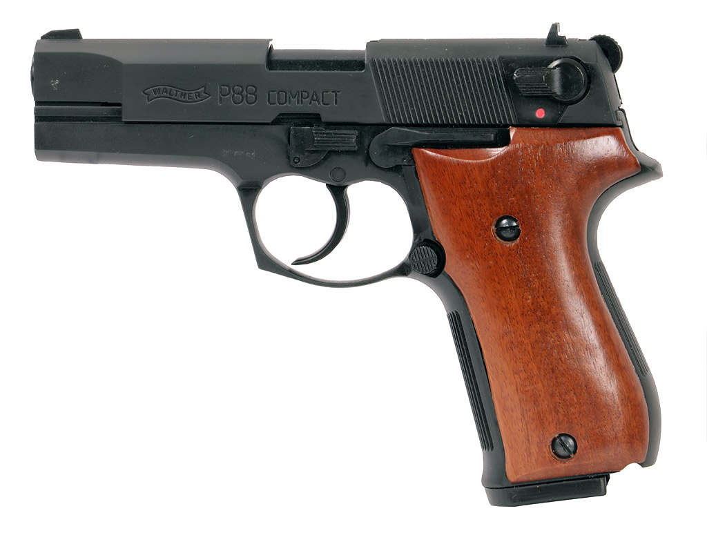 Holzgriffschalen für Schreckschuss-, Gas-, Signalpistole Walther P88 glatt