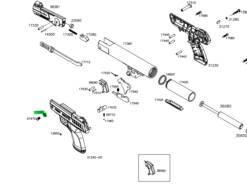 Zahnscheibe für Schaftschraube für Luftpistole Gamo P-900 IGT, Ersatzteil