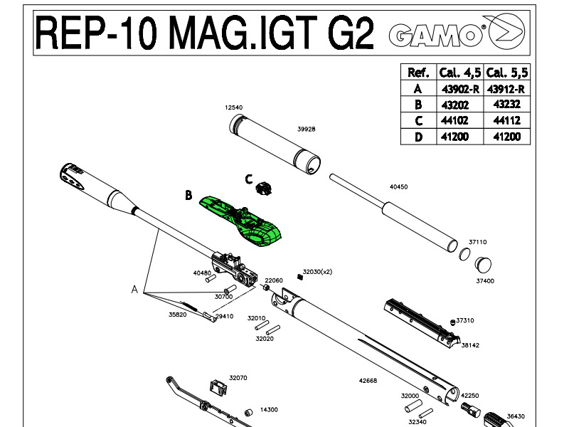 Magazingehäuse (Lademechanismus) für Luftgewher Gamo Replay 10 Magnum IGT Gen2 Kaliber 5,5 mm