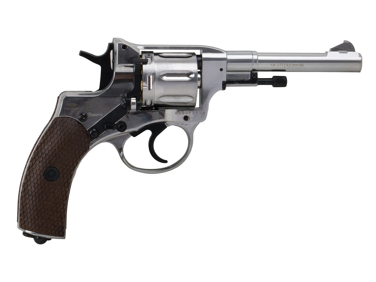 CO2 Revolver Gletcher Nagant NGT F Silver verchromt mit gezogenem Lauf Kaliber 4,5 mm BB (P18)