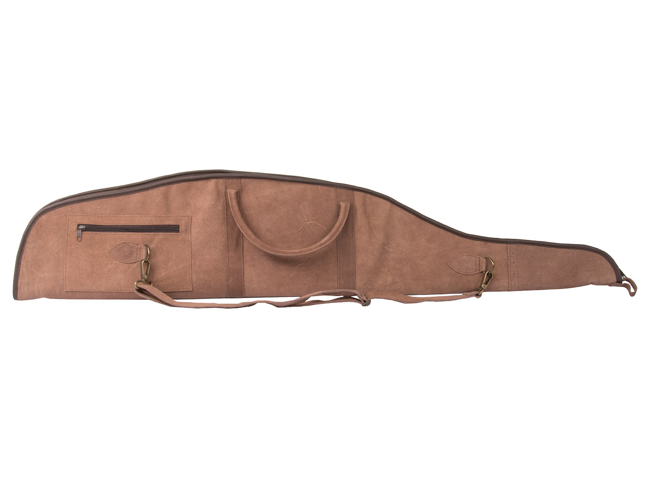 Gewehrfutteral Gewehrtasche 112 x 20 cm abschließbar Wildleder Außentasche braun für Waffen mit Zielfernrohr