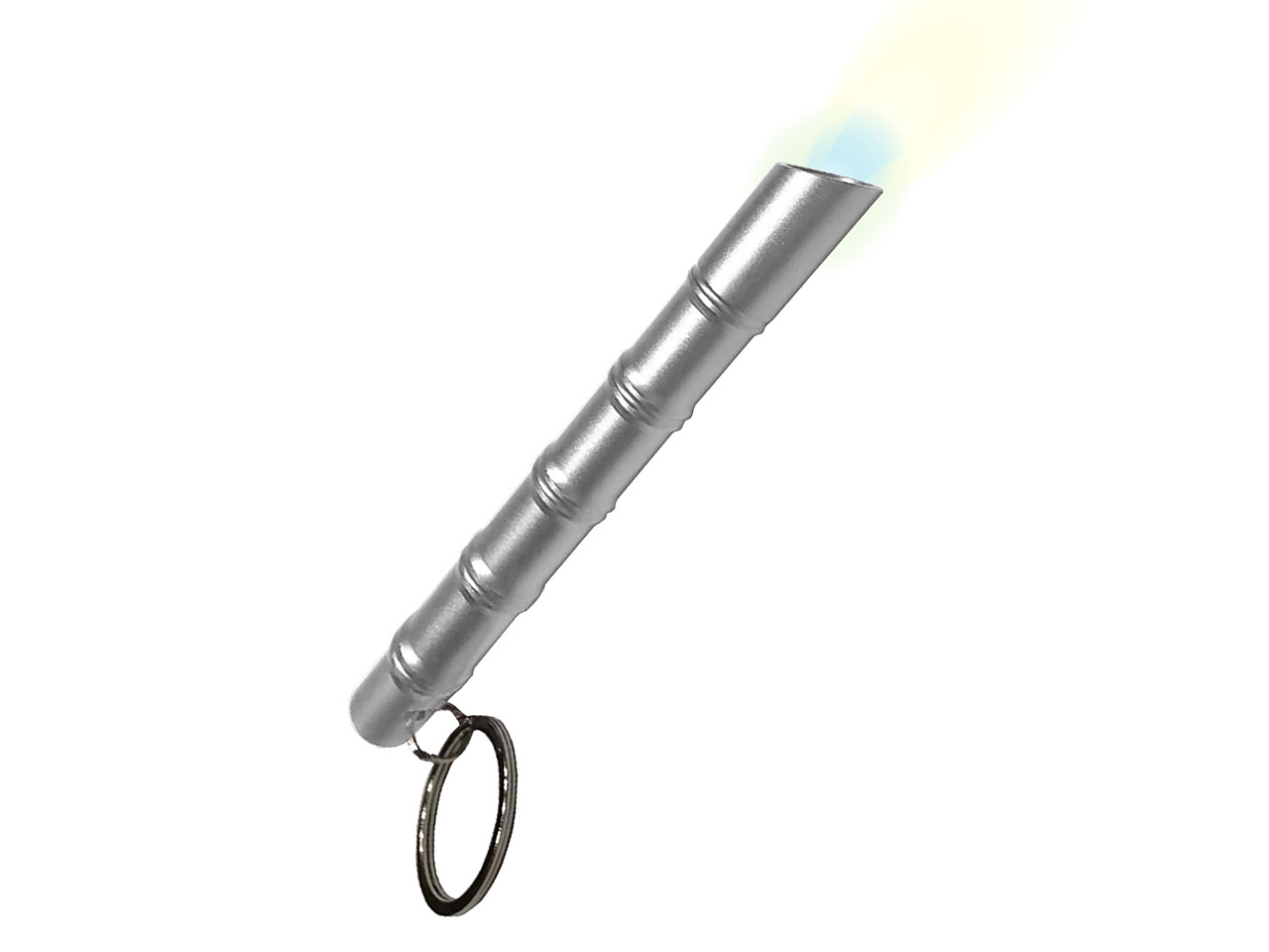 Kubotan Light Defender mit LED, silber, 145 mm, mit Schlüsselring