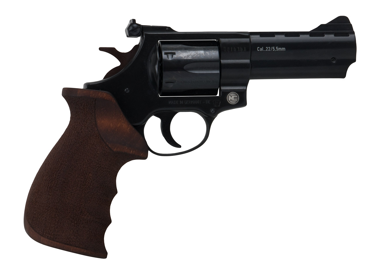LEP Druckluft Revolver ME Bull Barrel 4 Zoll mit Holzgriff brüniert Kaliber 5,5 mm (P18)