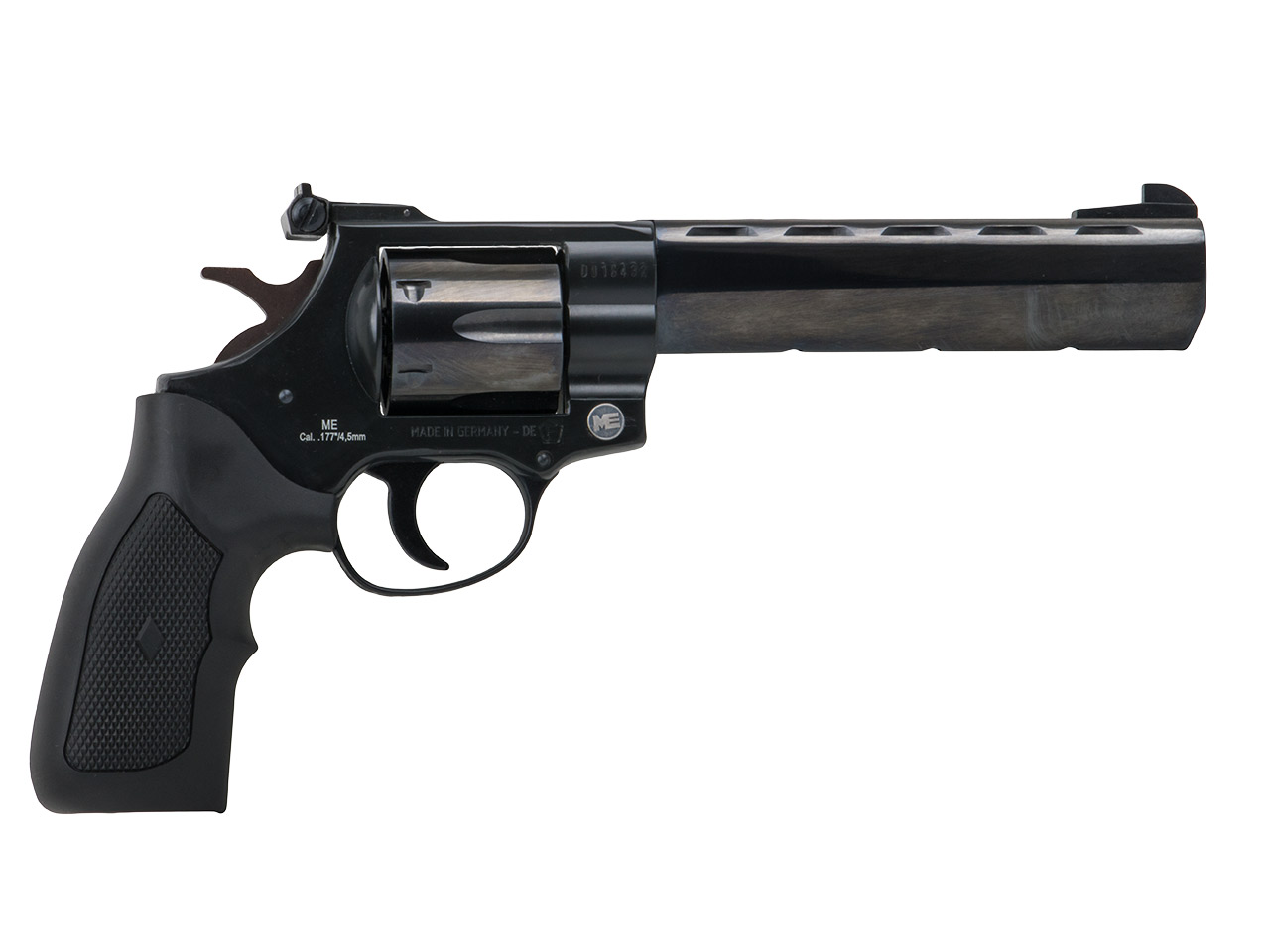 LEP Druckluft Revolver ME Competition 6 Zoll Stahllaufmantel brüniert Gummigriff Kaliber 4,5 mm (P18)