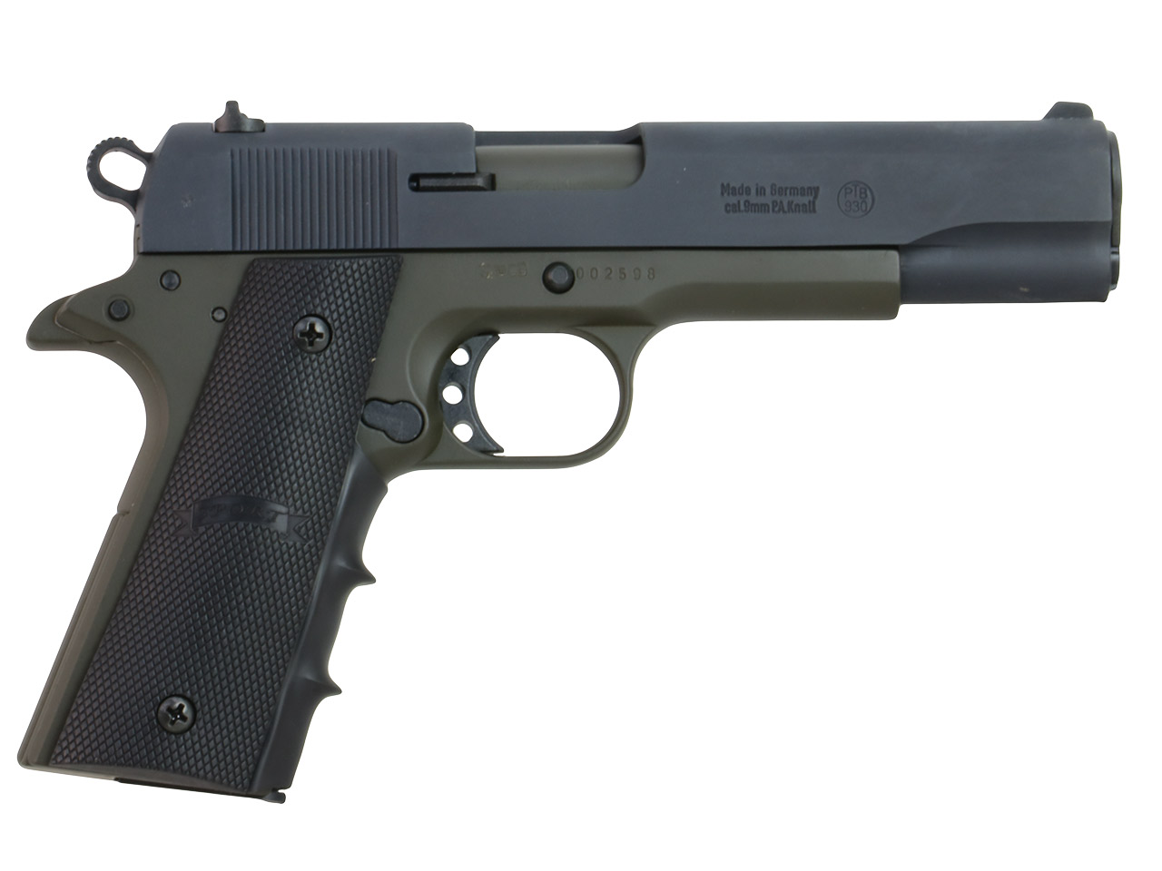 Schreckschuss Pistole Melcher Colour Concept ME 1911 Sport black oliv Kaliber 9 mm P.A.K. (P18)<b>+ 50 Schuss</b>