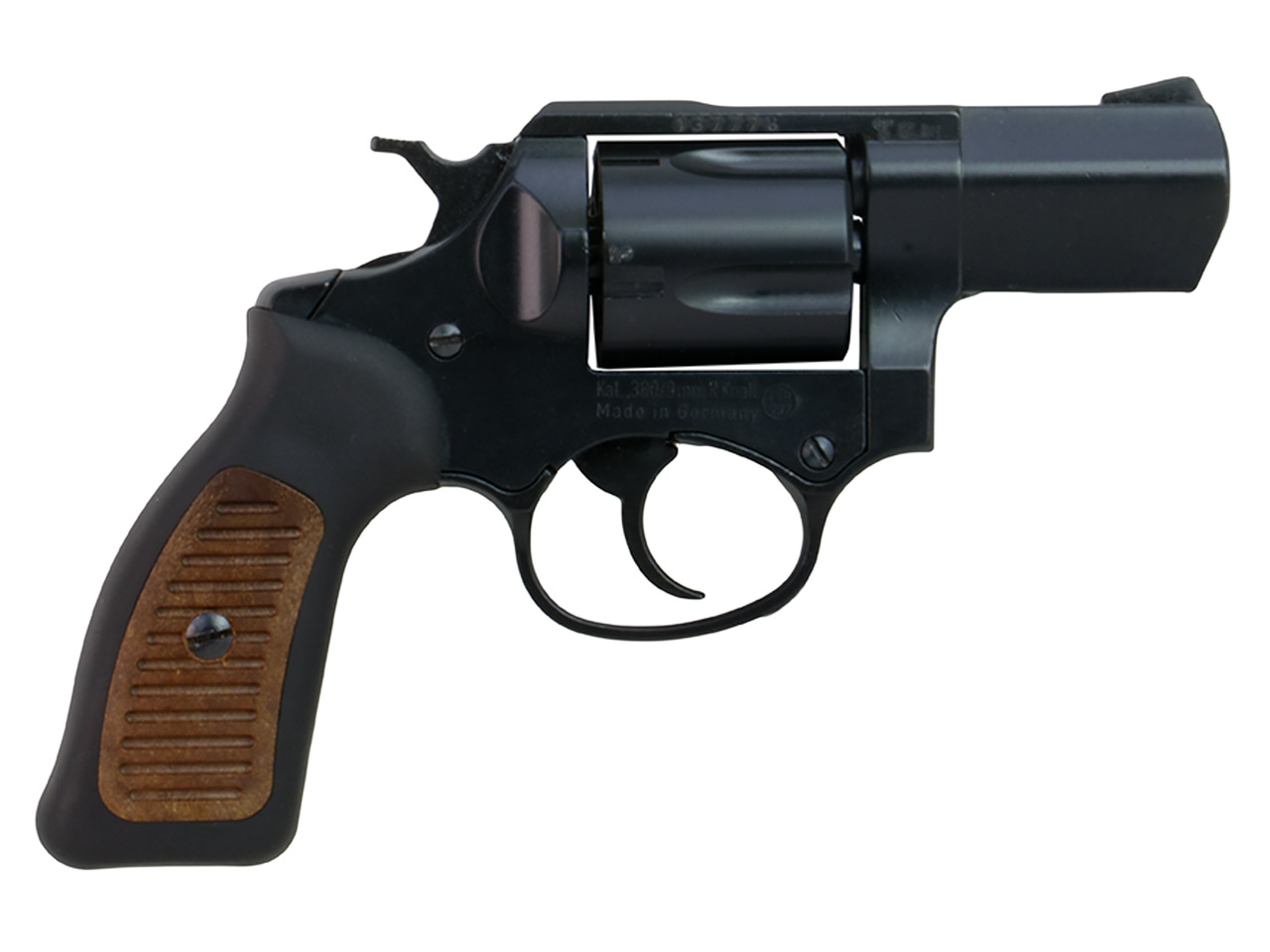 Schreckschuss Revolver Melcher ME 38 Compact brüniert schwarz brauner Kunststoffgriff Kaliber 9 mm R.K. (P18)