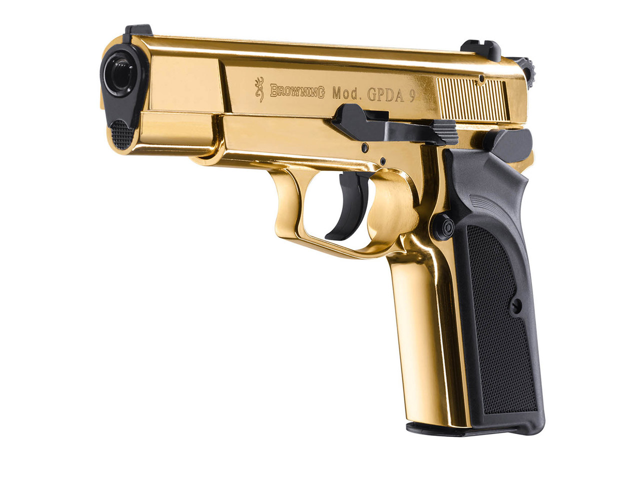 Schreckschuss Pistole Browning GPDA 9 24 Karat vergoldet Kaliber 9 mm P.A.K. (P18) <b>+ Universalholster</b>