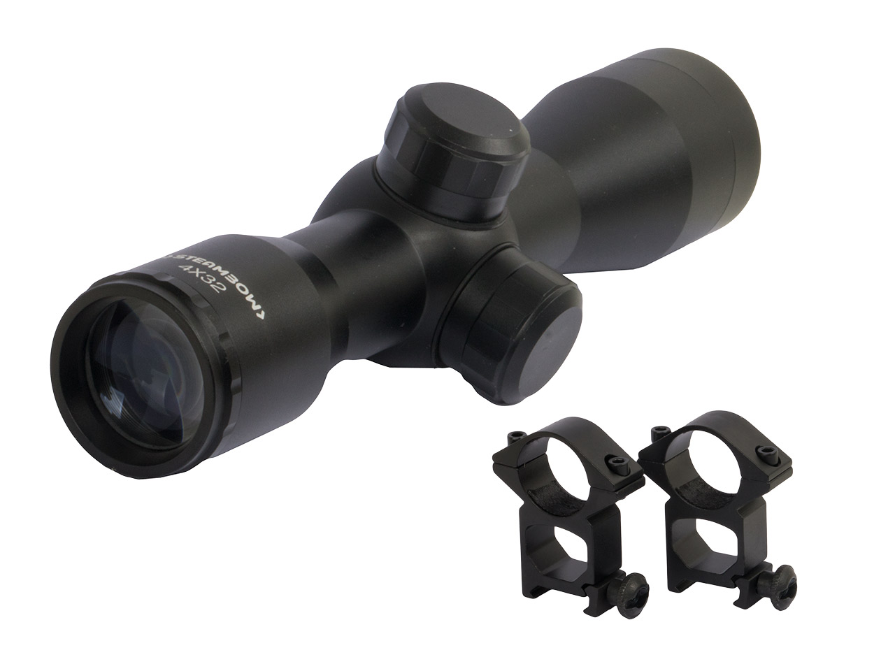 Armbrust Zielfernrohr Steambow 4x32 Duplex Absehen zweiteiliger Ringmontage für 22 mm Weaver- / Picatinny-Schiene
