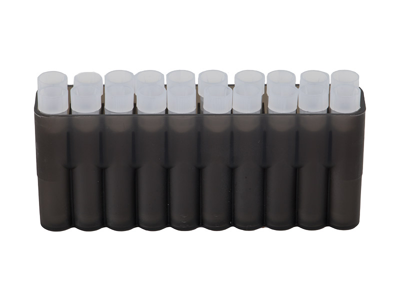 Pulverröhrchen Box BLACK  inklusive 20 Pulverröhrchen 50 grain