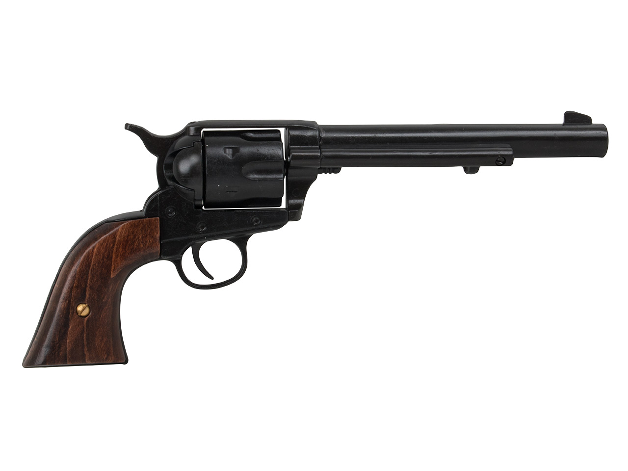 <b>Set 1</b> Western Revolvergurt rechts 100 cm 1 Holster hellbraun und Deko Revolver Kolser Colt SAA .45 Peacemaker 5,5 Zoll schwarz