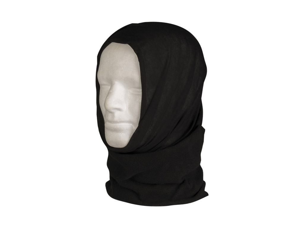 Multifunktionstuch Gesichtsschutz schwarz, mit warmem Fleeceteil, verwendbar auch als Mütze, Halstuch usw.