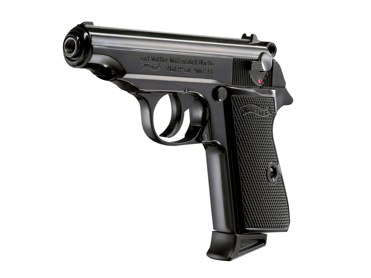 Schreckschuss Pistole Walther PP schwarz Kaliber 9 mm P.A.K. (P18) <b>+ 25 Schuss</b>