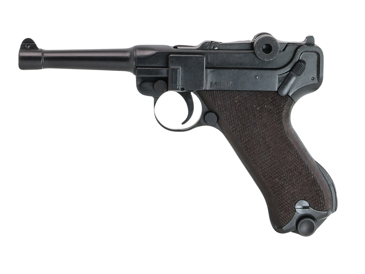 Schreckschuss Pistole Melcher ME P 08 brüniert Holzgriff Kaliber 9 mm P.A.K. (P18)