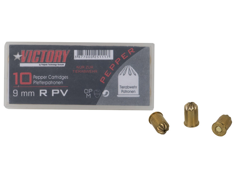 Pfefferpatronen Abwehrpatronen Victory Kaliber 9 mm R. PV für Revolver und Weihrauch HW 94 90 mg Wirkstoff 10 Stück (P18)