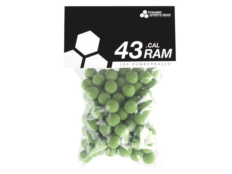 Gummikugeln Rubberballs RAM Dynamic Sports Gear 43 Kaliber .43 grün 100 Stück