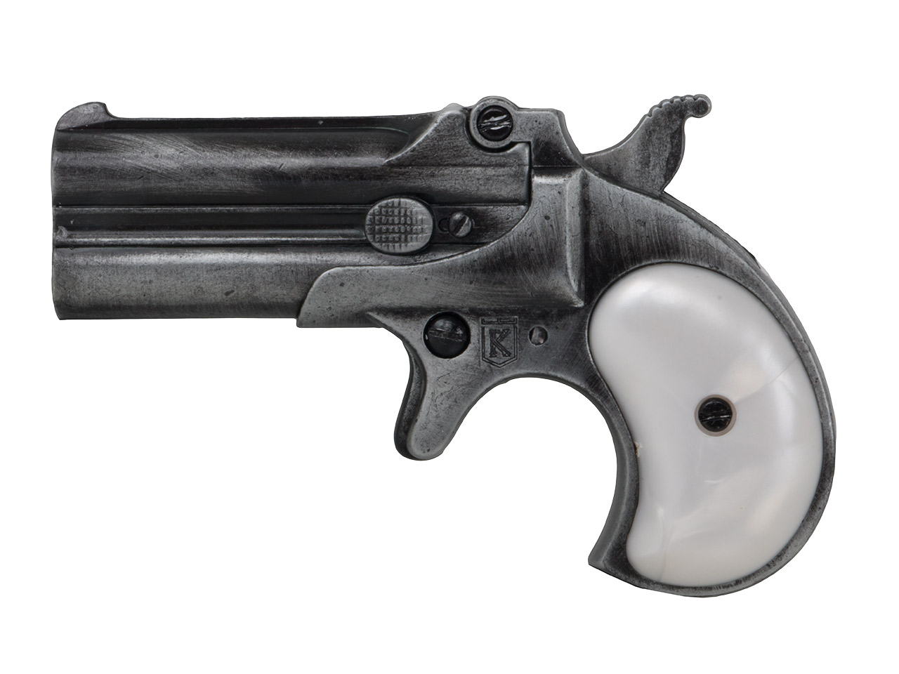 Deko Pistole Kolser Derringer 95 USA 1866 Kaliber .41 antikschwarz Griffschalen in Perlmuttoptik