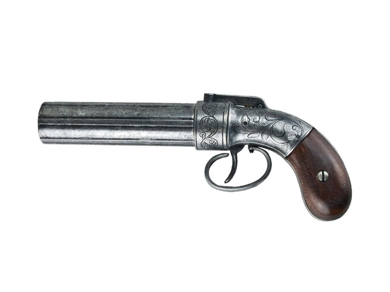 Deko Revolver Bündelrevolver mit Verzierungen voll beweglich Länge 23 cm Antikfinish