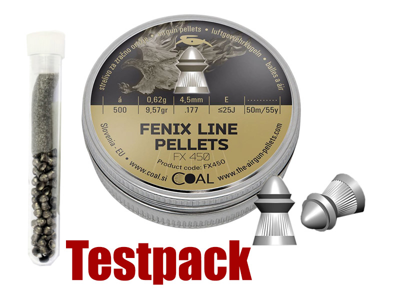 Testpack Spitzkopf Diabolos Coal Fenix Line Pellets Kaliber 4,5 mm 0,62 g geriffelt 40 Stück