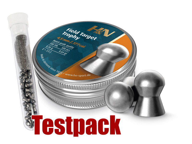 Testpack - H&N Field Target Trophy Diabolo, Rundkopf, glatt, 0,56 g, Kaliber 4,50 mm, 40 Stück