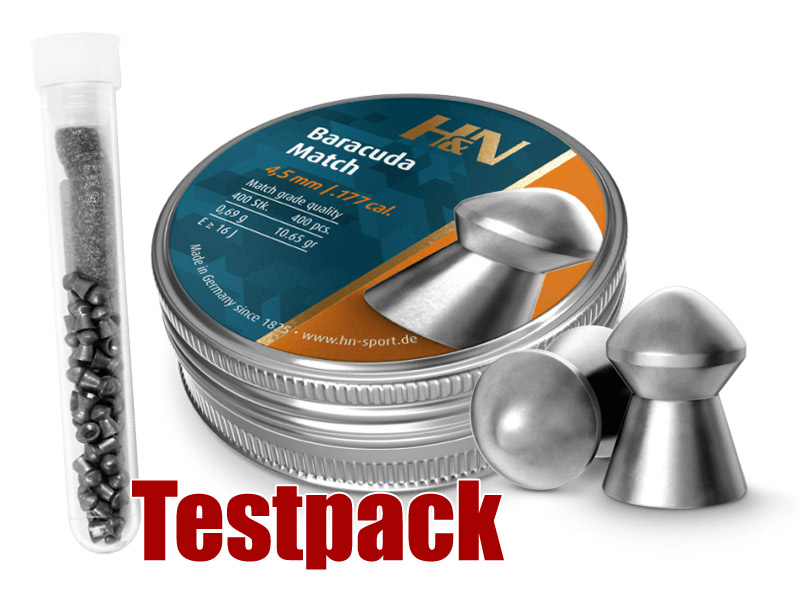 Testpack - H&N Baracuda Match Diabolo, Rundkopf, glatt, 0,69 g, Kaliber 4,50 mm, 40 Stück