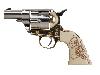 Deko Revolver Kolser Colt SAA Single Action Army Snub Nose 2,5 Zoll weiße Griffschalen mit Stiermotiv nickel gold