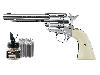 Starterset CO2 Revolver Colt Single Action Army SAA .45 5.5 Zoll Nickel-Finish weiße Griffschalen Kaliber 4,5 mm BB (P18)
