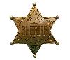 Deko Sheriffmarke "grand sheriff county" im Messinglook