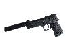 CO2 Pistole M 92 FS brüniert, schwarze Kunststoffgriffschalen, mit Schalldämpfer schwarz, Kaliber 4,5 mm (P18)