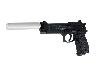 CO2 Pistole M 92 FS schwarz Kunststoffgriffschalen Kaliber 4,5 mm (P18)<b>+ Schalldämpfer silber Adapter</b>