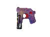 Deflight Pfefferspray Pistole mit Ballistol Pfeffer KO Jet 50 ml und taktischer Taschenlampe Stroboskop-Blitz 150 Lumen purple (P18)