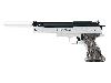 Federdruck Luftpistole Weihrauch HW 45 Silver Star Schichtholzgriff Kaliber 4,5 mm (P18) <b>+ Schalldämpfer silber</b>