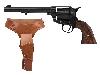 <b>Set 6</b> Western Revolvergurt rechts 100 cm 1 Holster hellbraun und Deko Revolver Kolser Colt SAA .45 Peacemaker 6 Zoll schwarz