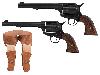 <b>Set 2</b> Western Revolvergurt rechts 120 cm 2 Holster hellbraun und 2 Deko Revolver Kolser Colt SAA .45 Peacemaker 5,5 Zoll schwarz