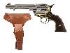 <b>Set 3</b> Western Revolvergurt rechts 100 cm 1 Holster hellbraun und Deko Revolver Kolser Colt SAA .45 Peacemaker 6,1 Zoll nickel gold