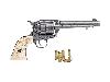 Deko Revolver Kolser Colt SAA .45 Peacemaker USA 1873, 5,5 Zoll, antik grau, weiße Griffschalen