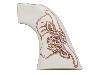 Weisse Griffschalen mit Büffelkopf Motiv für Deko Revolver Kolser Colt SAA .45 Peacemaker USA 1873