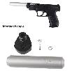 Adapter und silberner Schalldämpfer für CO2 Pistole Walther CP99 (P18)