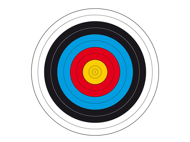 Zielscheibe Bogenscheibe einfache Ausführung 10er Ringe 63 x 63 cm vierfarbig 10 Stück