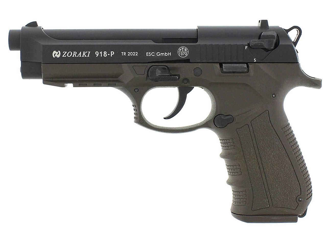 Schreckschuss Pistole Zoraki 918-P ODG Olive Drab Green Edition PTB 1072 Kaliber 9 mm P.A.K. (P18)